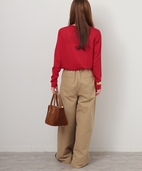 JOURNAL STANDARD relume（ジャーナルスタンダード　レリューム）の「《追加3 / 新色》シアークルーネックロングTシャツ（Tシャツ/カットソー・レディース・ホワイト/ブラック/ブラウン/レッド・FREE）」の18枚目の写真