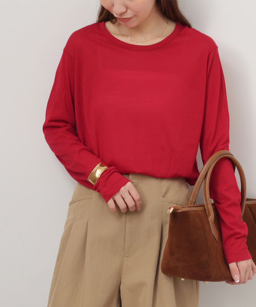 JOURNAL STANDARD relume（ジャーナルスタンダード　レリューム）の「《追加3 / 新色》シアークルーネックロングTシャツ（Tシャツ/カットソー・レディース・ホワイト/ブラック/ブラウン/レッド・FREE）」の19枚目の写真