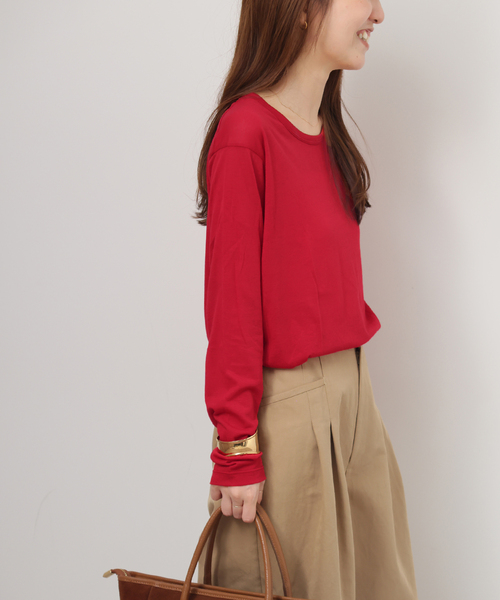JOURNAL STANDARD relume（ジャーナルスタンダード　レリューム）の「《追加3 / 新色》シアークルーネックロングTシャツ（Tシャツ/カットソー・レディース・ホワイト/ブラック/ブラウン/レッド・FREE）」の20枚目の写真