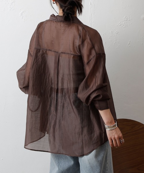 COLONY 2139（コロニートゥーワンスリーナイン）の「シアーオーバーシャツ（シャツ/ブラウス・レディース・ホワイト/ブラウン/ブラック/グレー・FREE）」の5枚目の写真