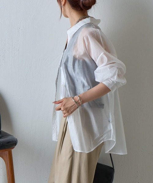 COLONY 2139（コロニートゥーワンスリーナイン）の「シアーオーバーシャツ（シャツ/ブラウス・レディース・ホワイト/ブラウン/ブラック/グレー・FREE）」の22枚目の写真