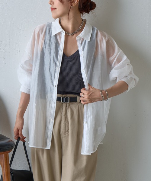 COLONY 2139（コロニートゥーワンスリーナイン）の「シアーオーバーシャツ（シャツ/ブラウス・レディース・ホワイト/ブラウン/ブラック/グレー・FREE）」の21枚目の写真