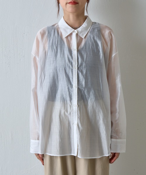 COLONY 2139（コロニートゥーワンスリーナイン）の「シアーオーバーシャツ（シャツ/ブラウス・レディース・ホワイト/ブラウン/ブラック/グレー・FREE）」の11枚目の写真