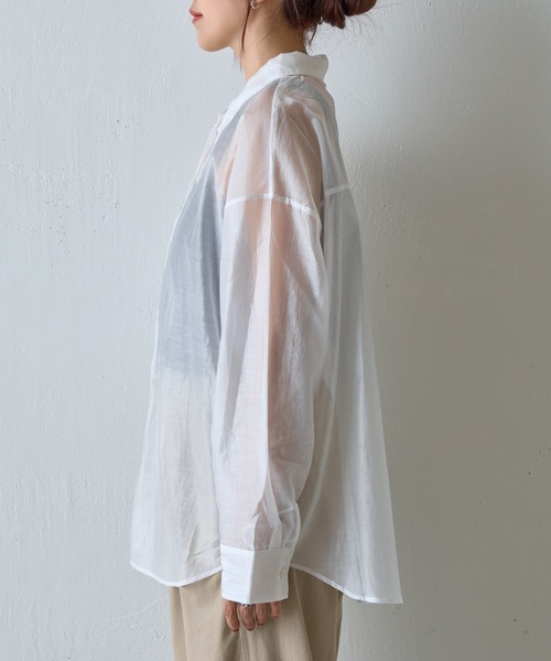 COLONY 2139（コロニートゥーワンスリーナイン）の「シアーオーバーシャツ（シャツ/ブラウス・レディース・ホワイト/ブラウン/ブラック/グレー・FREE）」の12枚目の写真