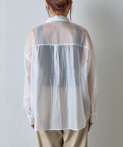 COLONY 2139（コロニートゥーワンスリーナイン）の「シアーオーバーシャツ（シャツ/ブラウス・レディース・ホワイト/ブラウン/ブラック/グレー・FREE）」の13枚目の写真