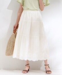 華やかさをプラスする 刺繍レースティアードスカート