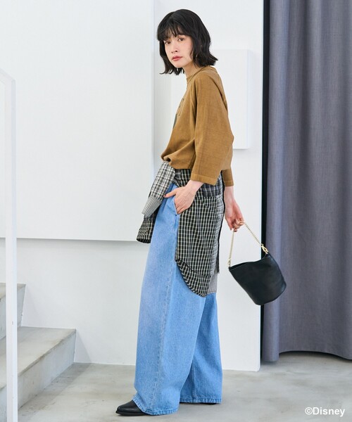 FREAK'S STORE（フリークスストア）の「【MICKEY MOUSE】 ラグランTシャツ/ミッキーマウス（Tシャツ/カットソー・レディース・オフホワイト/キャメル・ﾌﾘ-）」の8枚目の写真