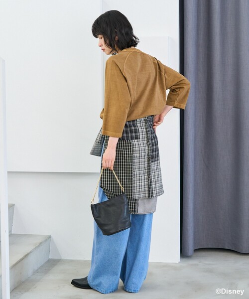 FREAK'S STORE（フリークスストア）の「【MICKEY MOUSE】 ラグランTシャツ/ミッキーマウス（Tシャツ/カットソー・レディース・オフホワイト/キャメル・ﾌﾘ-）」の9枚目の写真