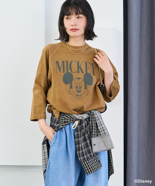 Mickey Mouse　ミッキーマウス　半袖Tシャツ　ラグラン袖　L　ネクタイ chil2｜<ディズニー>ミッキーマウス/ラグラン半袖Tシャツ