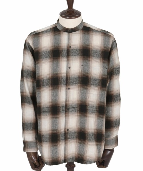 CAMBIO(カンビオ)の「ms6200- オンブレーチェックバンドカラーシャツ(CA01-55101)(シャツ/ブラウス・メンズ・ブラウン/グレー・M/L/XL)」の14枚目の写真