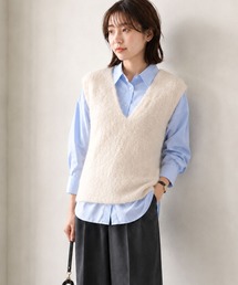 Idnes チュール×フェザー ニットベスト