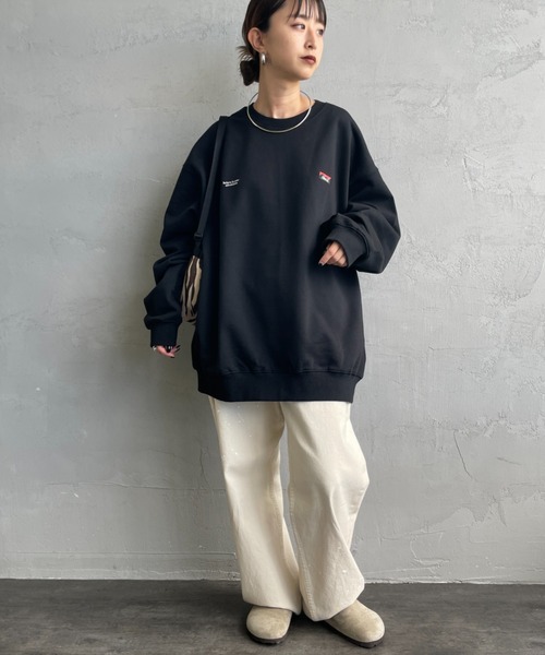 NANGA（ナンガ）の「[NANGA/ナンガ] 別注 バック刺繍ロゴ クルーネックスウェット（スウェット・レディース・ブラック/ホワイト・S/M/L）」の8枚目の写真
