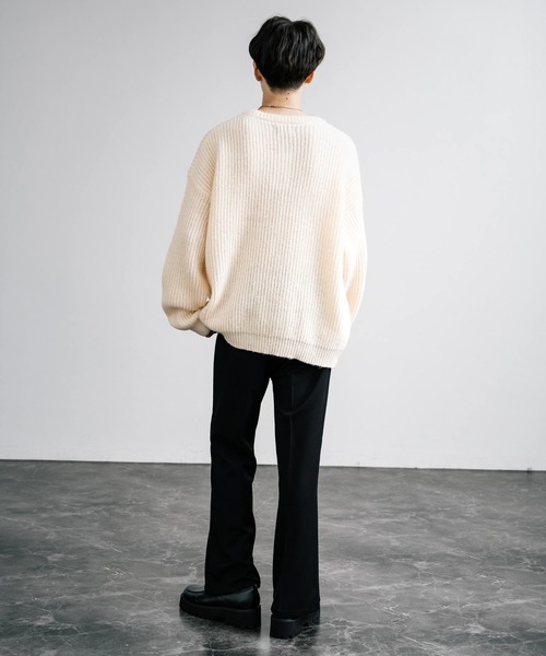 Rocky Monroe(ロッキーモンロー)の「オーバーサイズ畦編みクルーネックニットセーター(ニット/セーター・メンズ・グリーン/ワイン/オフホワイト/ブラウン/ネイビー・L/XL/M)」の13枚目の写真