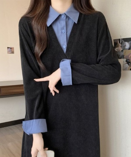 cammie(キャミー)の「シャツドッキングワンピース(ワンピース・レディース・ベージュ/ブラウン/ブラック・M/L)」の8枚目の写真