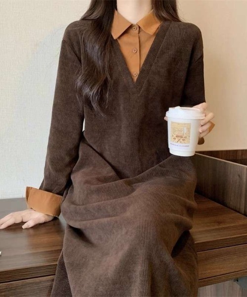 cammie(キャミー)の「シャツドッキングワンピース(ワンピース・レディース・ベージュ/ブラウン/ブラック・M/L)」の19枚目の写真
