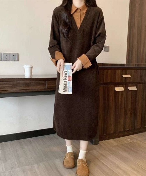 cammie(キャミー)の「シャツドッキングワンピース(ワンピース・レディース・ベージュ/ブラウン/ブラック・M/L)」の21枚目の写真