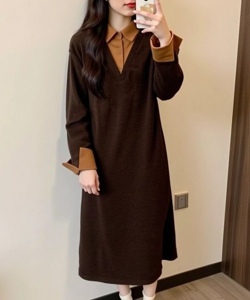 cammie(キャミー)の「シャツドッキングワンピース(ワンピース・レディース・ベージュ/ブラウン/ブラック・M/L)」の20枚目の写真