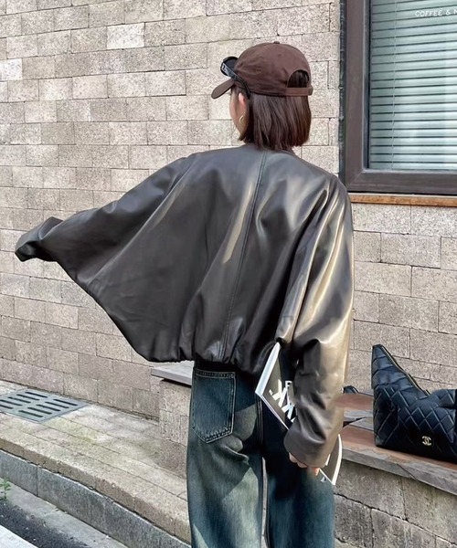 セール】(トレンドのショート丈、ワイドシルエット) 衿無し