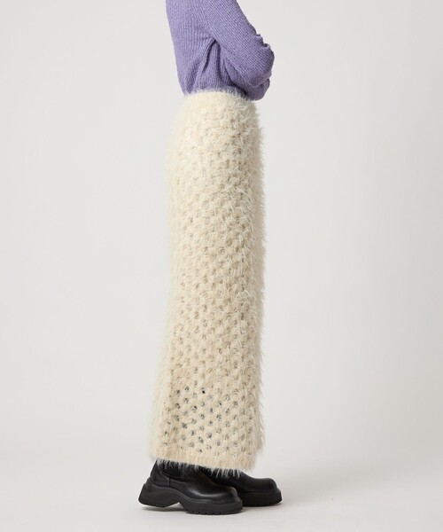 EMMEL REFINES（エメルリファインズ）の「＜EMMEL REFINES＞EM フラッフィー アイレット ニットスカート（スカート・レディース・ブラック/オフホワイト・S/M）」の13枚目の写真