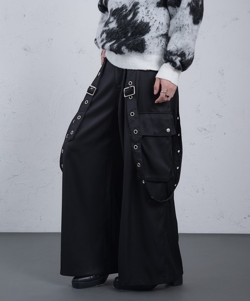ERAR カーゴパンツ 「ERAR」PU合皮サスペンダースーパーワイドハイ