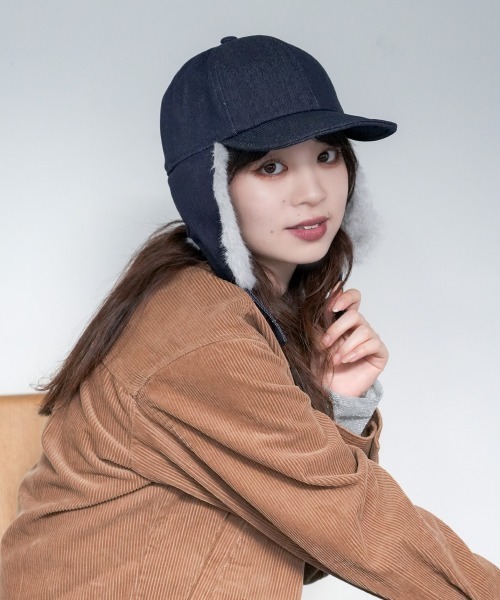 polcadot（ポルカドット）の「DENIM EARCOVER CAP/デニム イヤーカバーキャップ（キャップ・メンズ・ブラック/ネイビー・FREE）」の2枚目の写真