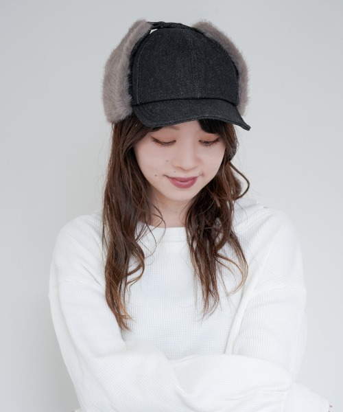 polcadot（ポルカドット）の「DENIM EARCOVER CAP/デニム イヤーカバーキャップ（キャップ・メンズ・ブラック/ネイビー・FREE）」の5枚目の写真