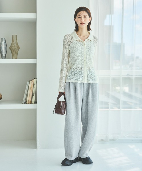 LAKOLE（ラコレ）の「カットレースシャツカーディガン / 588555（カーディガン/ボレロ・レディース・イエロー/アイボリー/ブラック・FREE）」の4枚目の写真