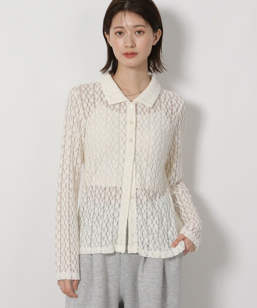 LAKOLE（ラコレ）の「カットレースシャツカーディガン / 588555（カーディガン/ボレロ・レディース・イエロー/アイボリー/ブラック・FREE）」の18枚目の写真