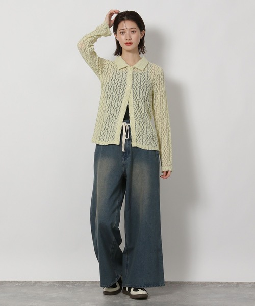 LAKOLE（ラコレ）の「カットレースシャツカーディガン / 588555（カーディガン/ボレロ・レディース・イエロー/アイボリー/ブラック・FREE）」の22枚目の写真