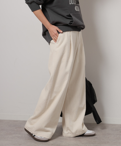追加 / 新色》ウォッシャブルコーデュロイタックワイドパンツ（その他