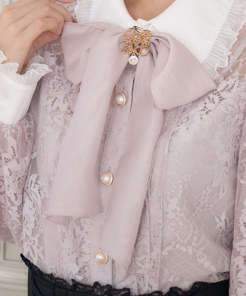 モノグラムブローチレースブラウス（シャツ/ブラウス）｜couture BY