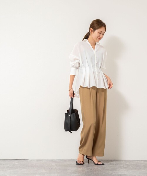 NOLLEY’S（ノーリーズ）の「ウォッシャブルバックサテンジョーゼットイージーパンツ（その他パンツ・レディース・オフホワイト/キャメル/ブラック・40/38/36/34）」の20枚目の写真