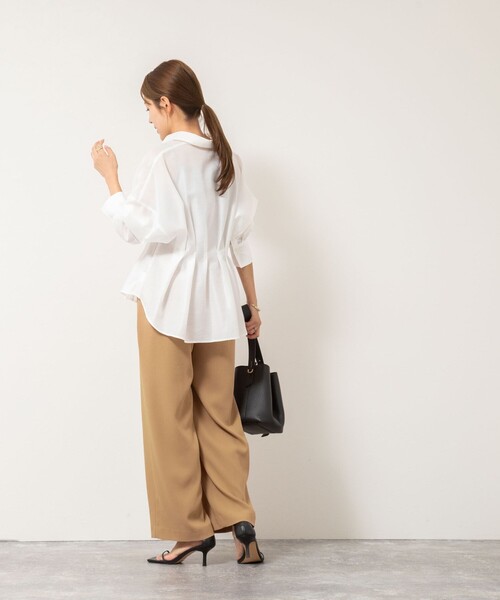 NOLLEY’S（ノーリーズ）の「ウォッシャブルバックサテンジョーゼットイージーパンツ（その他パンツ・レディース・オフホワイト/キャメル/ブラック・40/38/36/34）」の19枚目の写真