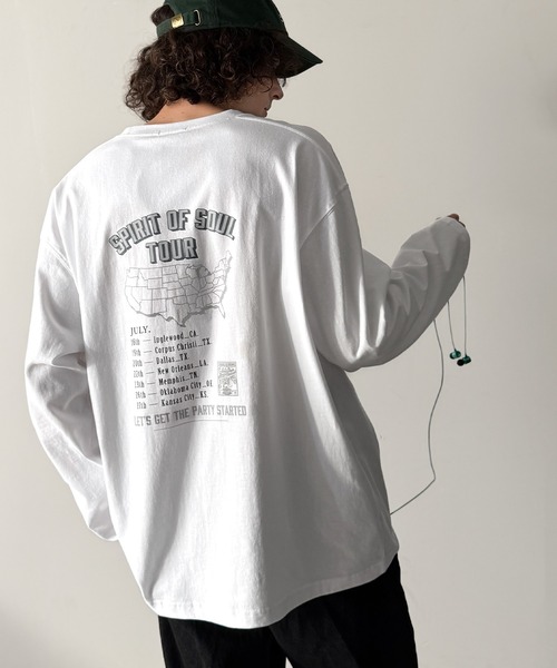 Java(ジャバ)の「《JaVaジャバコラボ》「前後抜かりなし。」綿100%レコード盤レトロツアーロゴTシャツ(長袖)(Tシャツ/カットソー・メンズ・ホワイト/レッド/チャコールグレー/ネイビー・SMALL/MEDIUM/LARGE)」の7枚目の写真