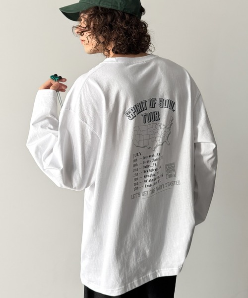 Java(ジャバ)の「《JaVaジャバコラボ》「前後抜かりなし。」綿100%レコード盤レトロツアーロゴTシャツ(長袖)(Tシャツ/カットソー・メンズ・ホワイト/レッド/チャコールグレー/ネイビー・SMALL/MEDIUM/LARGE)」の9枚目の写真