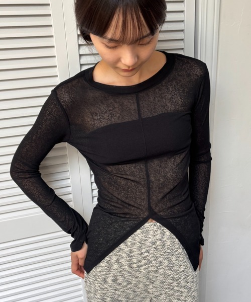 シアースリットロングスリーブトップス（Tシャツ/カットソー）｜FUULLY