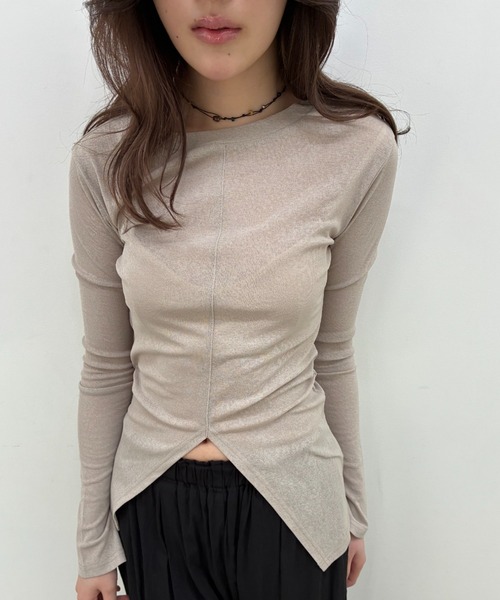 FUULLY STUDIO(フーリィーステューディオ)の「シアースリットロングスリーブトップス(Tシャツ/カットソー・レディース・ダークブラウン/ブラック/グレイッシュベージュ・FREE)」の20枚目の写真