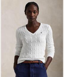 現行QRタグ✨ポロラルフローレン　ケーブルニット アイボリー白　M ポニー刺繍 現行QRタグ Polo Ralph Lauren ケーブルニット アイボリー 白