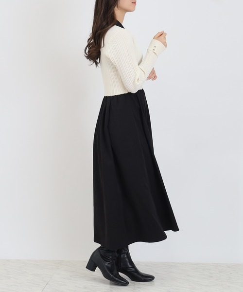 TRUDEA（トルディア）の「ドッキング配色エアリーワンピース（ワンピース・レディース・ライトグレー/アイボリー/ブラック・MEDIUM）」の17枚目の写真