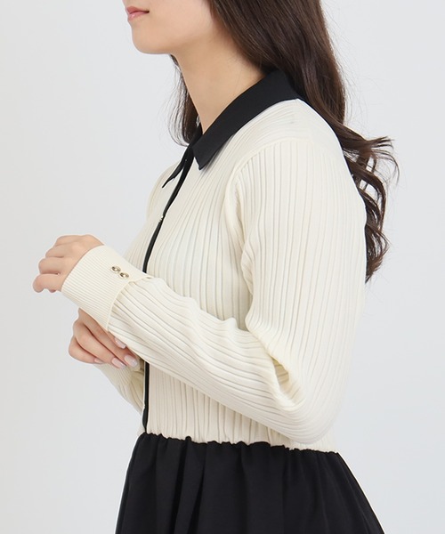 TRUDEA（トルディア）の「ドッキング配色エアリーワンピース（ワンピース・レディース・ライトグレー/アイボリー/ブラック・MEDIUM）」の19枚目の写真