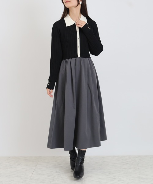 TRUDEA（トルディア）の「ドッキング配色エアリーワンピース（ワンピース・レディース・ライトグレー/アイボリー/ブラック・MEDIUM）」の22枚目の写真