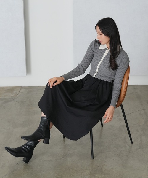 TRUDEA（トルディア）の「ドッキング配色エアリーワンピース（ワンピース・レディース・ライトグレー/アイボリー/ブラック・MEDIUM）」の12枚目の写真