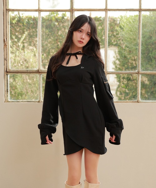 M DOLLY original* sweat hoodie stella mini dress/スウェット