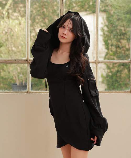 M DOLLY original* sweat hoodie stella mini dress/スウェット