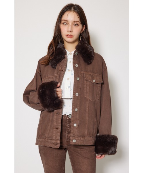 rienda（リエンダ）の「many wayステンカラーデニムブルゾン 秋服 冬服（ブルゾン・レディース・ブラウン/ブルー・FREE）」の3枚目の写真