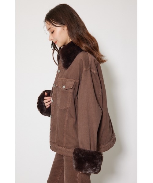 rienda（リエンダ）の「many wayステンカラーデニムブルゾン 秋服 冬服（ブルゾン・レディース・ブラウン/ブルー・FREE）」の4枚目の写真