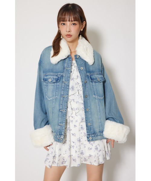 rienda（リエンダ）の「many wayステンカラーデニムブルゾン 秋服 冬服（ブルゾン・レディース・ブラウン/ブルー・FREE）」の12枚目の写真