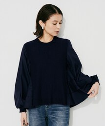 【TORRAZZO DONNA】ニット×ファブリックティアードブラウス