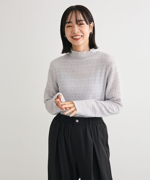 Petit fleur（プチフルール）の「・Petit Fleur ジャガードハイネックロンTEE（Tシャツ/カットソー・レディース・ライトグレー/ブラック/ブラウン/オフホワイト・FREE）」の5枚目の写真