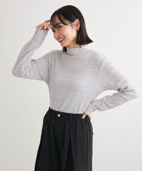 Petit fleur（プチフルール）の「・Petit Fleur ジャガードハイネックロンTEE（Tシャツ/カットソー・レディース・ライトグレー/ブラック/ブラウン/オフホワイト・FREE）」の6枚目の写真